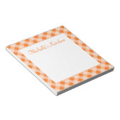 Gepersonaliseerd Oranje Notitieblok Gingham (Schuin)