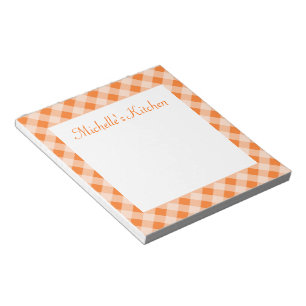 Gepersonaliseerd Oranje Notitieblok Gingham