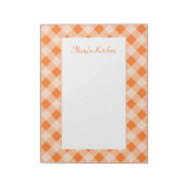 Gepersonaliseerd Oranje Notitieblok Gingham (Linkerzijde)