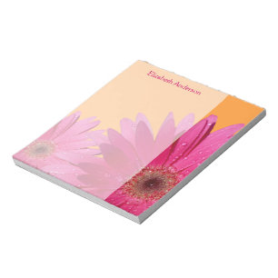 Gepersonaliseerd Oranje roze Gerbera Daisy Notitie Notitieblok