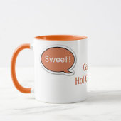 Gepersonaliseerd Oranje Spraakbubble Hot Chocolate Mok (Links)