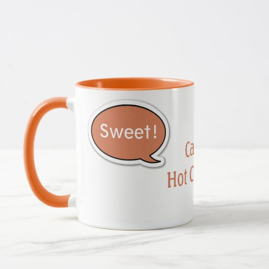 Gepersonaliseerd Oranje Spraakbubble Hot Chocolate Mok (Links)