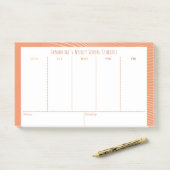 Gepersonaliseerd Oranje wekelijks lesschema Post-it® Notes (Op bureau)