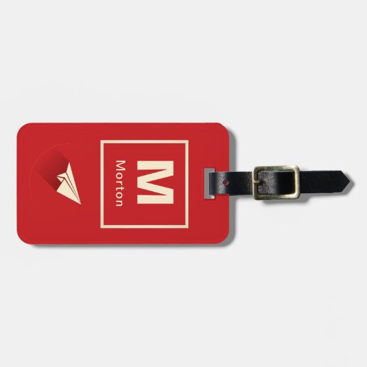 Gepersonaliseerd Origami Plane Bagagelabel (Voorkant horizontaal)