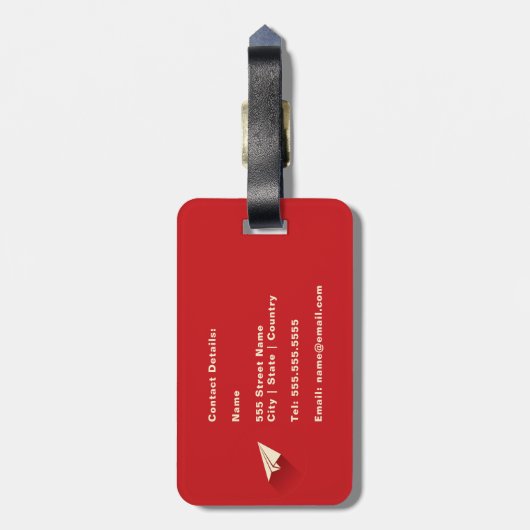 Gepersonaliseerd Origami Plane Bagagelabel (Achterkant verticaal)