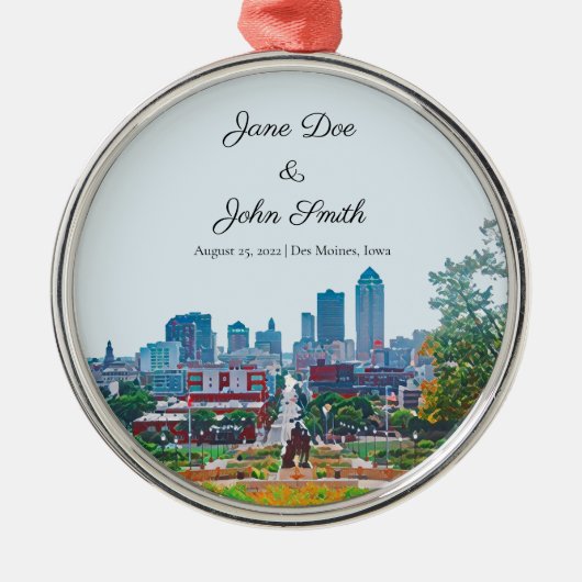 Gepersonaliseerd Ornament Des Moines Skyline (Voorkant)