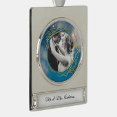 Gepersonaliseerd Ornament Foto en Tekst Lijst Verzilverd Banner Ornament (Rechts)