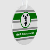 Gepersonaliseerd Ornament Groen en Silver Cheerlea (voorkant)