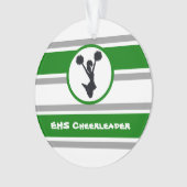 Gepersonaliseerd Ornament Groen en Silver Cheerlea (voorkant)