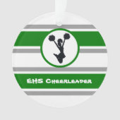 Gepersonaliseerd Ornament Groen en Silver Cheerlea (voorkant)