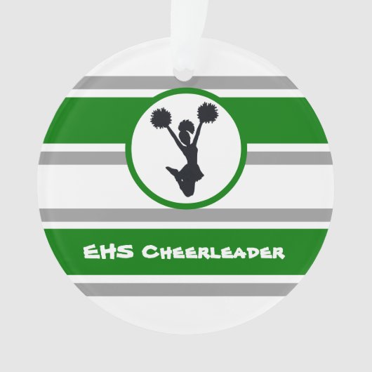 Gepersonaliseerd Ornament Groen en Silver Cheerlea (voorkant)