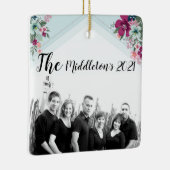 Gepersonaliseerd Ornament Tropical Flowers op Blue (Rechts)