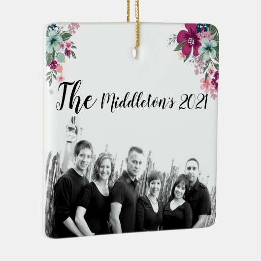 Gepersonaliseerd Ornament Tropische bloemen op wit (Rechts)