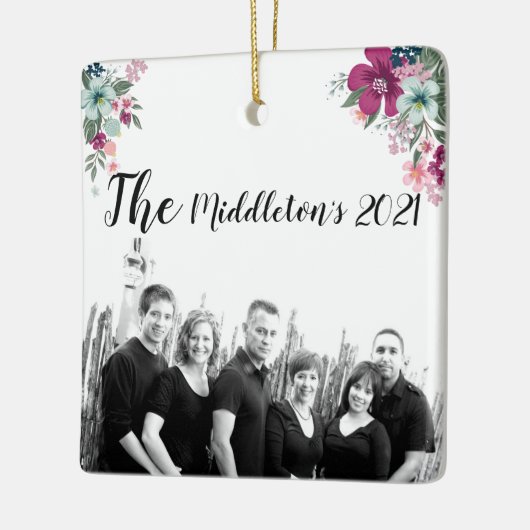 Gepersonaliseerd Ornament Tropische bloemen op wit (Links)