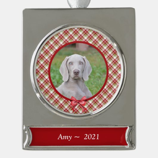 Gepersonaliseerd Ornament voor gezelschapsdieren - Verzilverd Banner Ornament (Voorkant)