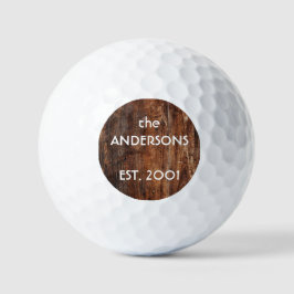 Gepersonaliseerd oud rustiek hout golfballen