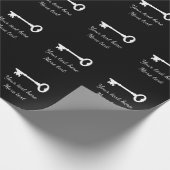 Gepersonaliseerd oud  skelet zwart wit cadeaupapier (Hoek)