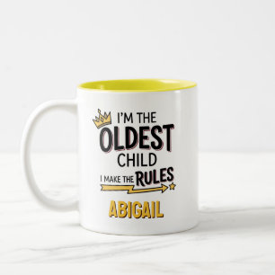 Gepersonaliseerd Oudste Kind Grappig Broer of Zus Tweekleurige Koffiemok