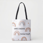GEPERSONALISEERD OVER RETRO REGENBOOGLERAAR TOTE BAG (Voorkant)