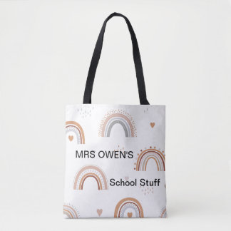 GEPERSONALISEERD OVER RETRO REGENBOOGLERAAR TOTE BAG