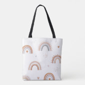 GEPERSONALISEERD OVER RETRO REGENBOOGLERAAR TOTE BAG (Achterkant)