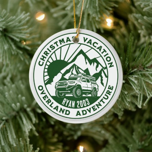 Gepersonaliseerd Overland 4x4 Kerstvakantie groen Keramisch Ornament (Boom)