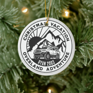 Gepersonaliseerd Overland 4x4 Kerstvakantie zwart Keramisch Ornament