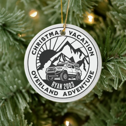 Gepersonaliseerd Overland 4x4 Kerstvakantie zwart Keramisch Ornament (Boom)