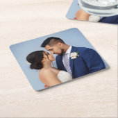 Gepersonaliseerd paar bruiloft foto kartonnen onderzetters (Schuin)