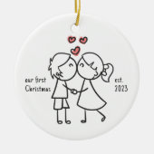 Gepersonaliseerd Paar Eerste Kerstvakantie Keramisch Ornament (Voorkant)