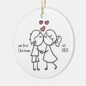 Gepersonaliseerd Paar Eerste Kerstvakantie Keramisch Ornament (Links)