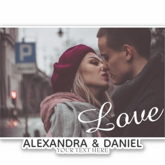 Gepersonaliseerd Paar foto ontwerp Sticker (Voorkant)