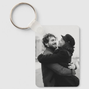Gepersonaliseerd paar foto script en datum sleutelhanger