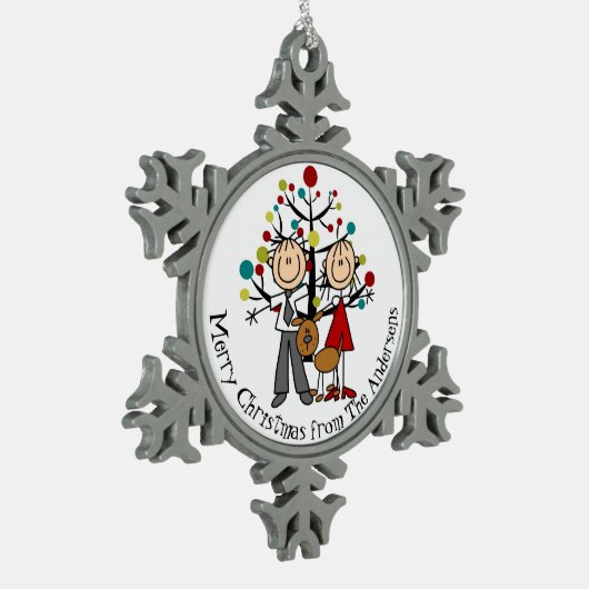 Gepersonaliseerd paar met Dog Snowflake Ornament (Links)