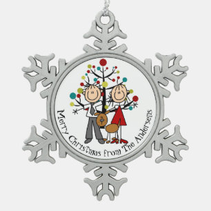 Gepersonaliseerd paar met Dog Snowflake Ornament