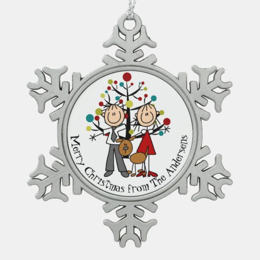 Gepersonaliseerd paar met Dog Snowflake Ornament (Voorkant)