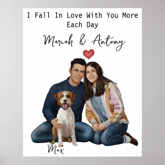 Gepersonaliseerd paar met huisdier portret, paar & poster (Voorkant)