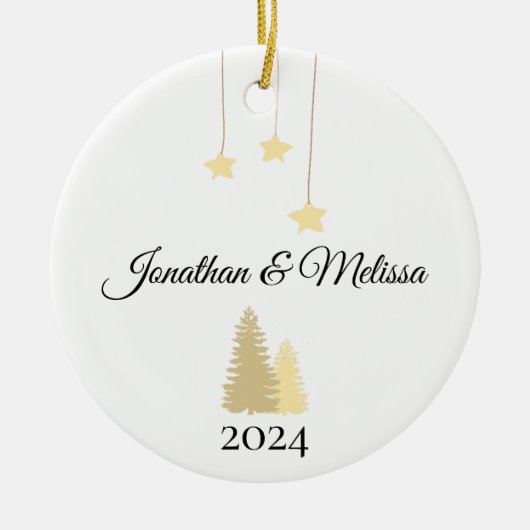 Gepersonaliseerd paar Ornament, paren kerst Keramisch Ornament (Voorkant)