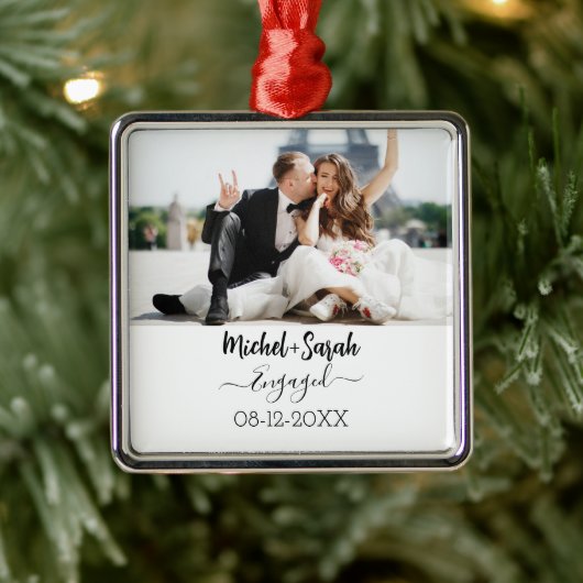 Gepersonaliseerd Paar Porselein Foto Ornament (Boom)