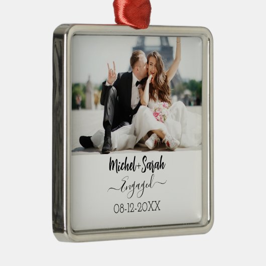 Gepersonaliseerd Paar Porselein Foto Ornament (Rechts)