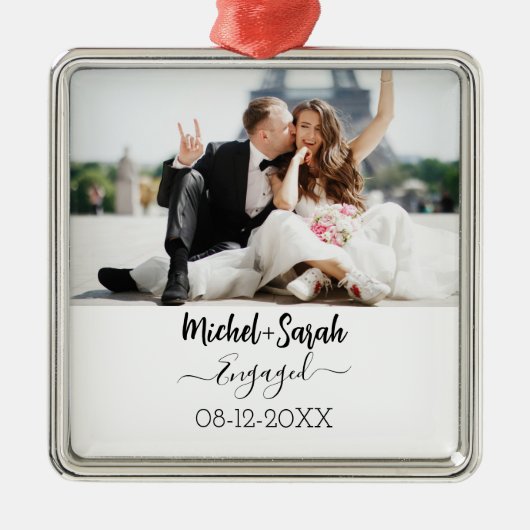 Gepersonaliseerd Paar Porselein Foto Ornament (Voorkant)