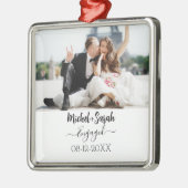 Gepersonaliseerd Paar Porselein Foto Ornament (Links)