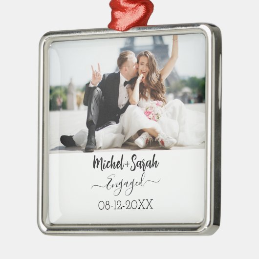 Gepersonaliseerd Paar Porselein Foto Ornament (Links)