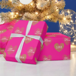 Gepersonaliseerd paar twee keer gouden harten, die cadeaupapier