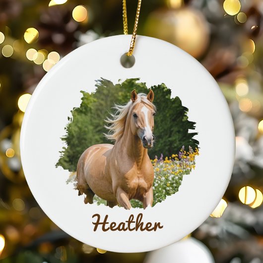 Gepersonaliseerd Paard Kerstcadeau voor Paardenlie Keramisch Ornament