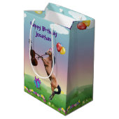 Gepersonaliseerd paard speelt vioolverjaardag medium cadeauzakje (Achterkant Gekanteld)