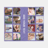 Gepersonaliseerd Paars 16 Foto-collage Fleece Deken (Voorkant (Horizontaal))