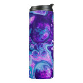 Gepersonaliseerd Paars, blauw, roze marmer Bokeh Thermosbeker (Gedraaid links)