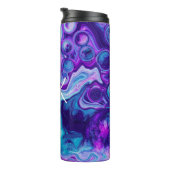 Gepersonaliseerd Paars, blauw, roze marmer Bokeh Thermosbeker (Geroteerd rechts)