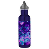 Gepersonaliseerd Paars, blauw, roze marmer Bokeh Waterfles (Links)